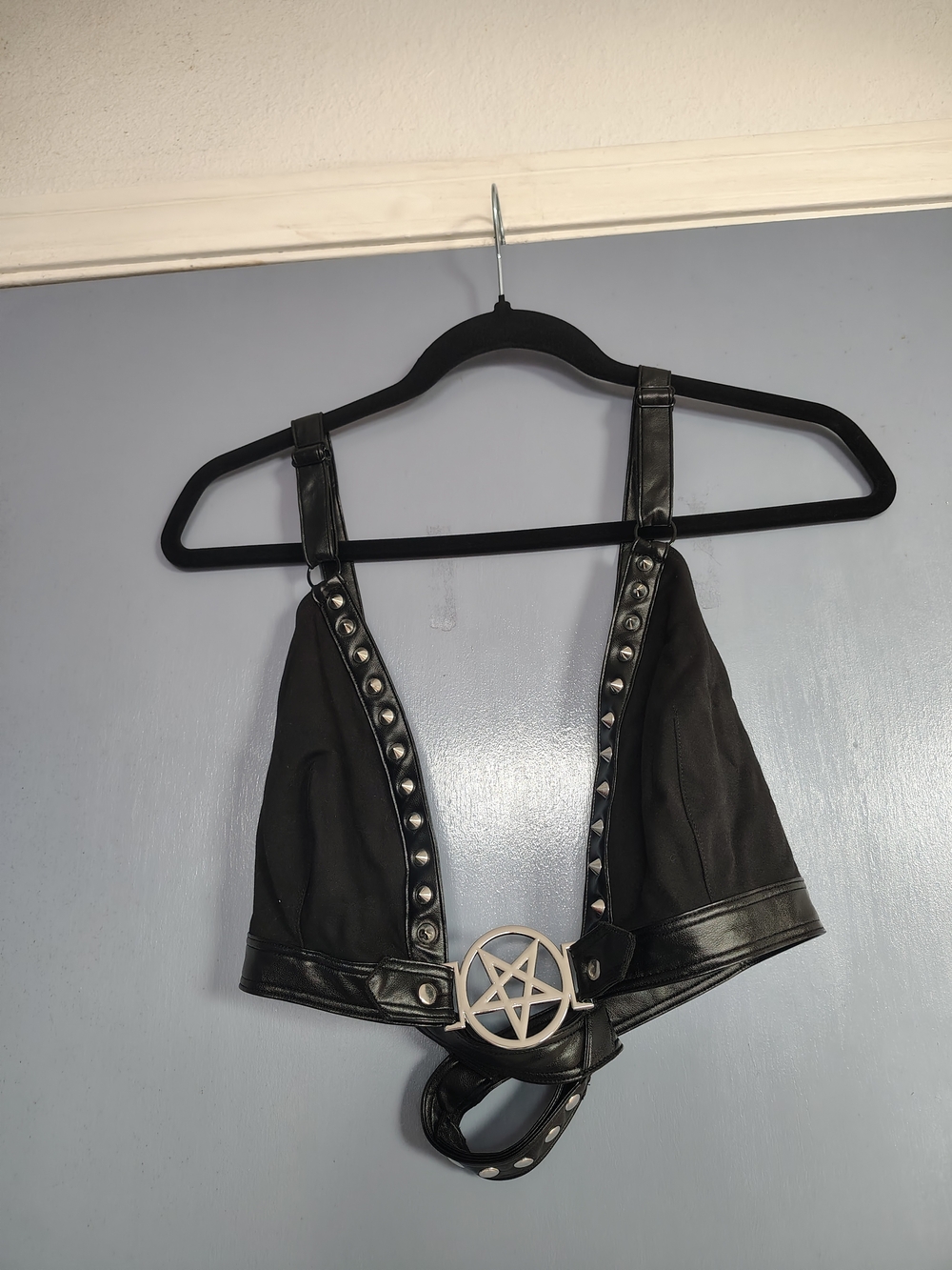 Killstar Black Studded Pentagram Harness Bralette